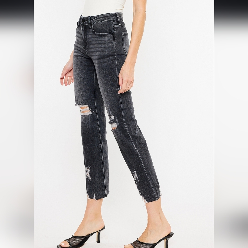 SOLD Kancan charcoal ankle length straight leg mid rise, Size 31/15 - Picture 5 of 16